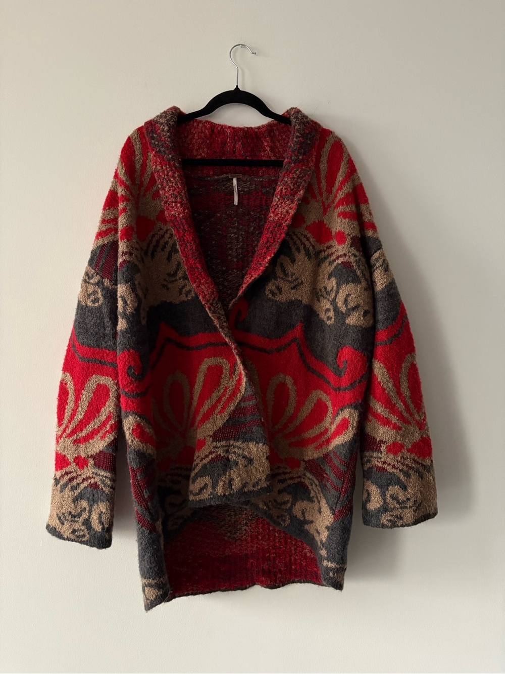 Free People Winter’s Day Bliss Boucle Blanket Cardigan Boho Oversized Large